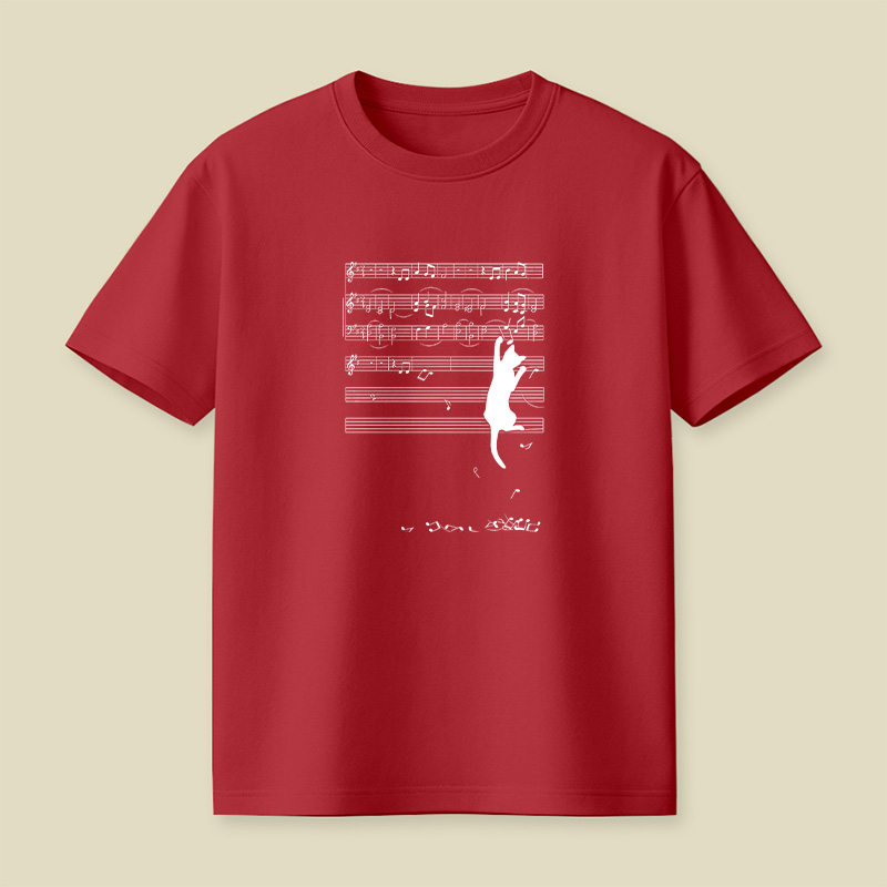 Cat On Sheet Music Chaos Playful T-Shirt