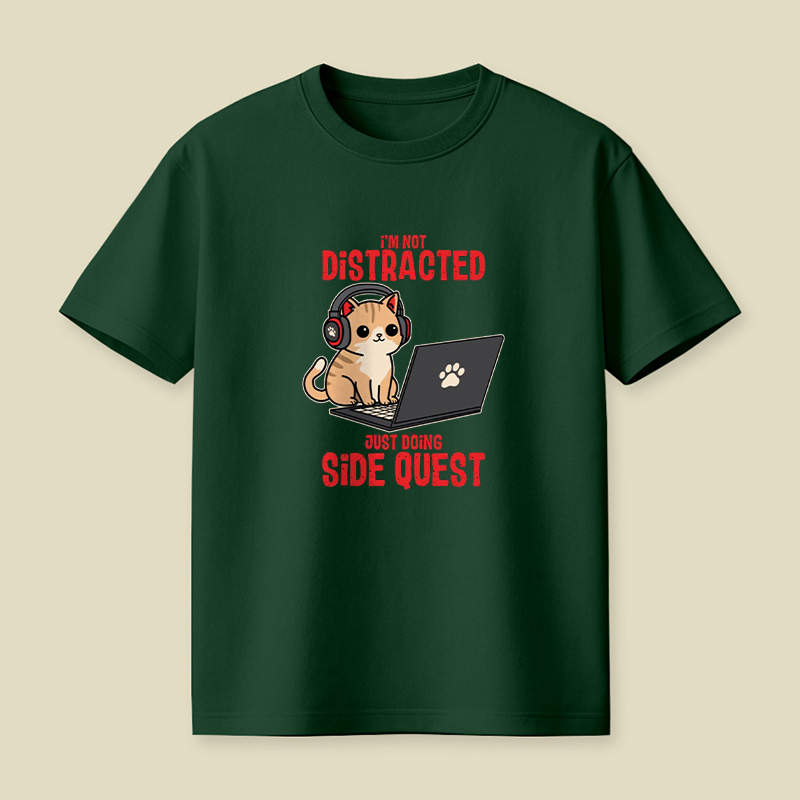 Gamer Cat Side Quest Playful T-Shirt