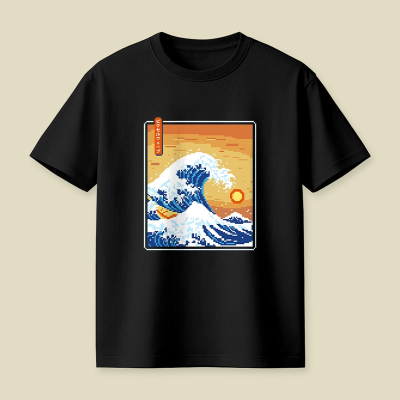The Great Pixel Wave Playful T-Shirt
