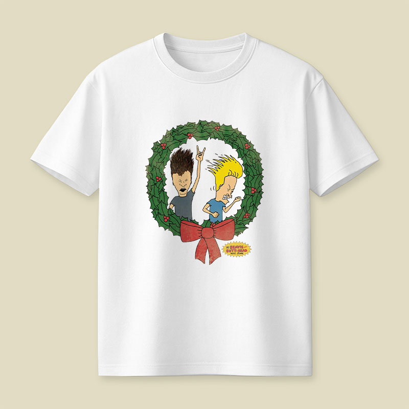 BAB Rock Out Vintage Christmas Wreath Logo Playful T-Shirt
