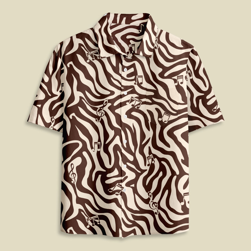Musical Notes and Movements Button Up Pocket Shirt
