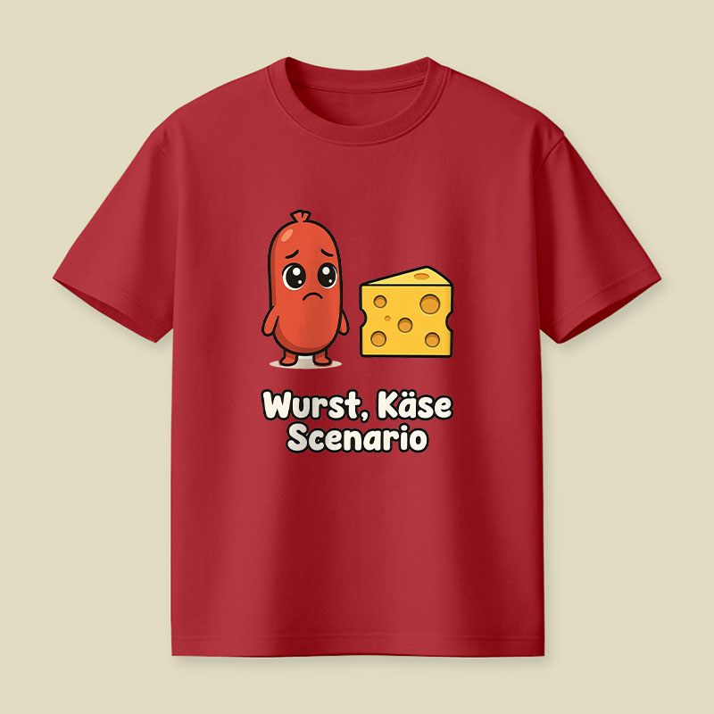 Wurst Kase Scenario Funny German Food Pun Playful T-Shirt