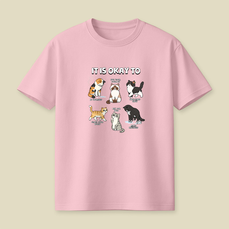 It Is Okay To Be Yourself Cats Playful T-Shirt
