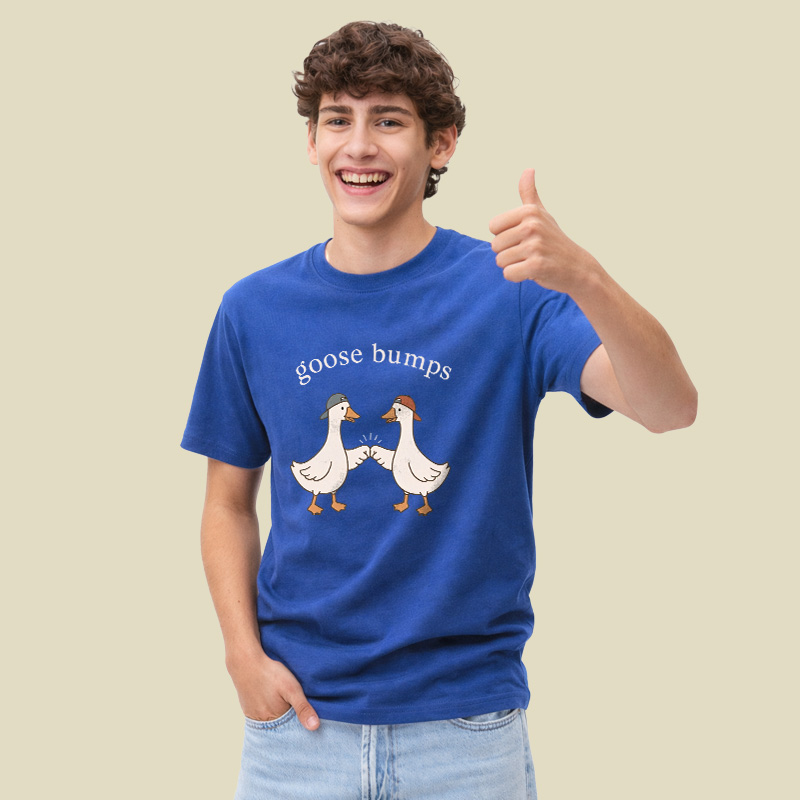 Goosebumps Geese Pun Casual Cap Wearing Playful T-Shirt