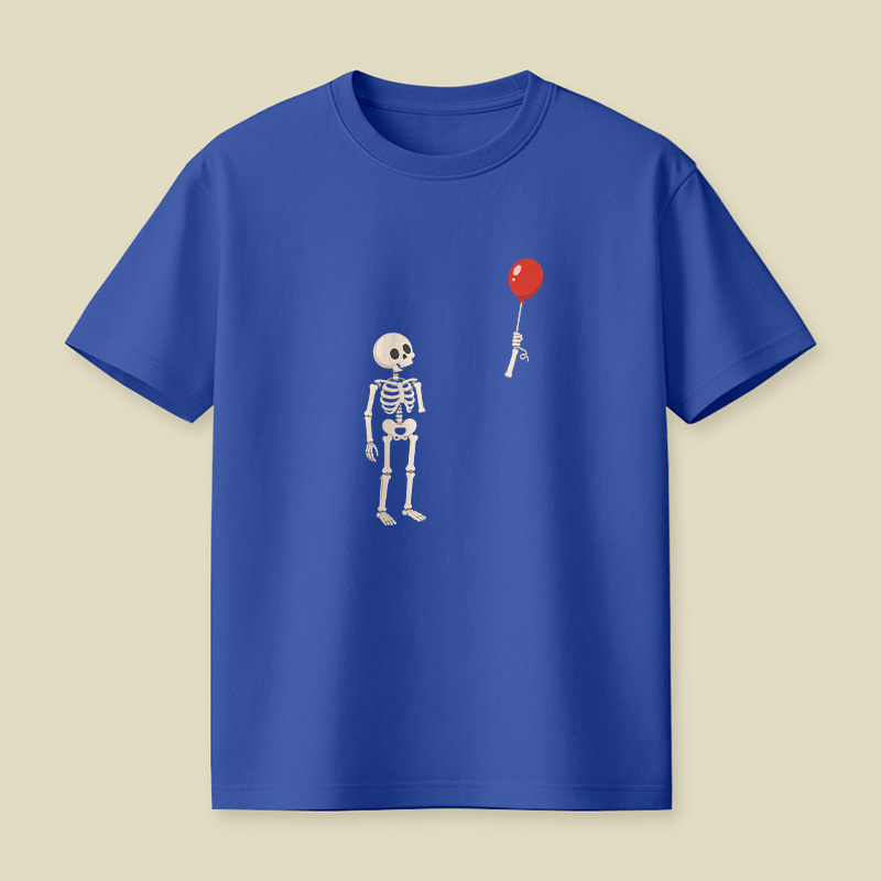 Skeleton With A Floating Balloon Playful T-Shirt