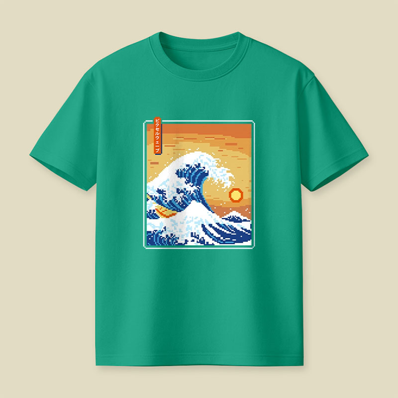 The Great Pixel Wave Playful T-Shirt