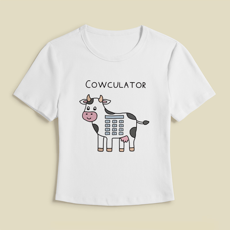 Cowculator Cow Calculator Math Pun Geek Baby Tee