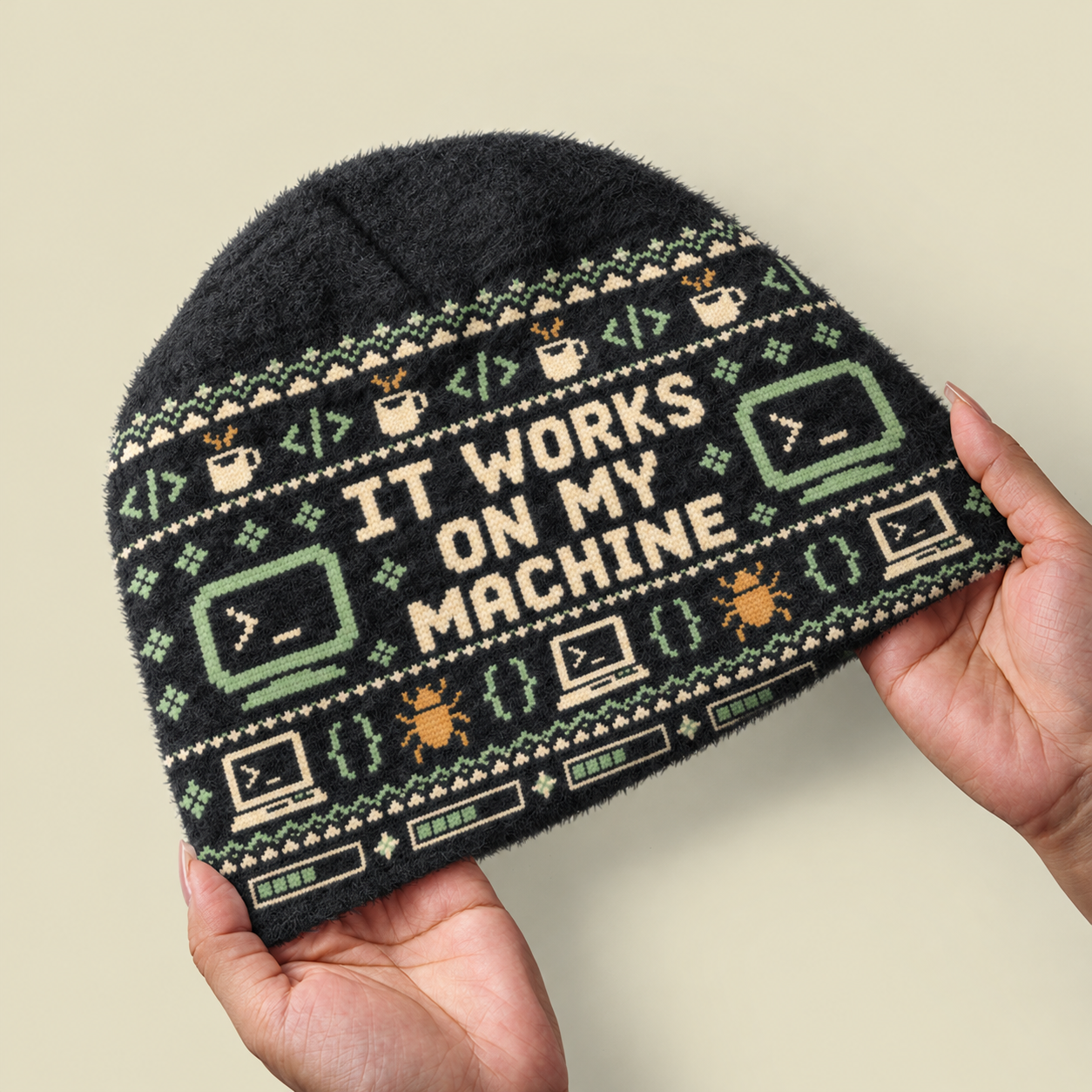 It Works On My Machine Fuzzy Beanie