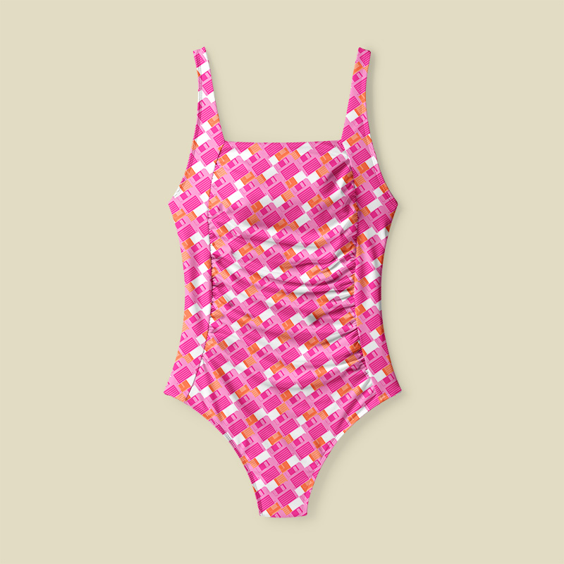 Floppy Disk Vintage Tummy Control One Piece Swimsuit