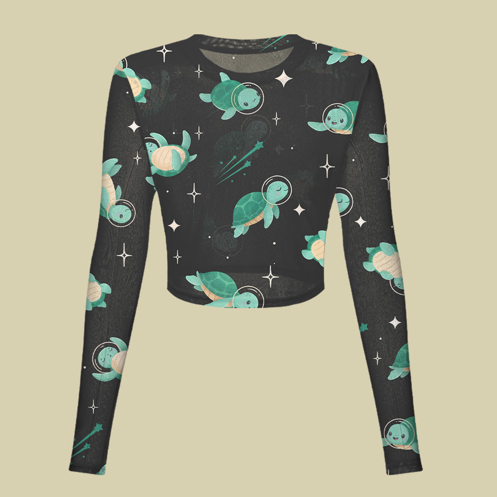 Space Turtles Slim Fit Mesh Top