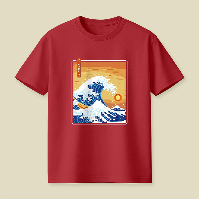 The Great Pixel Wave Playful T-Shirt