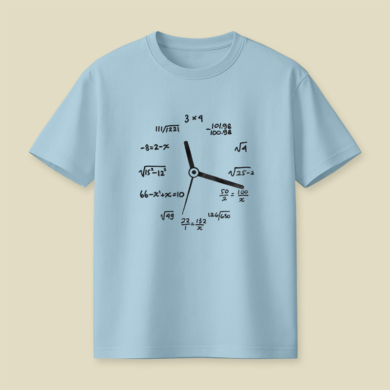 Math Equation Clock Nerd Pun Playful T-Shirt
