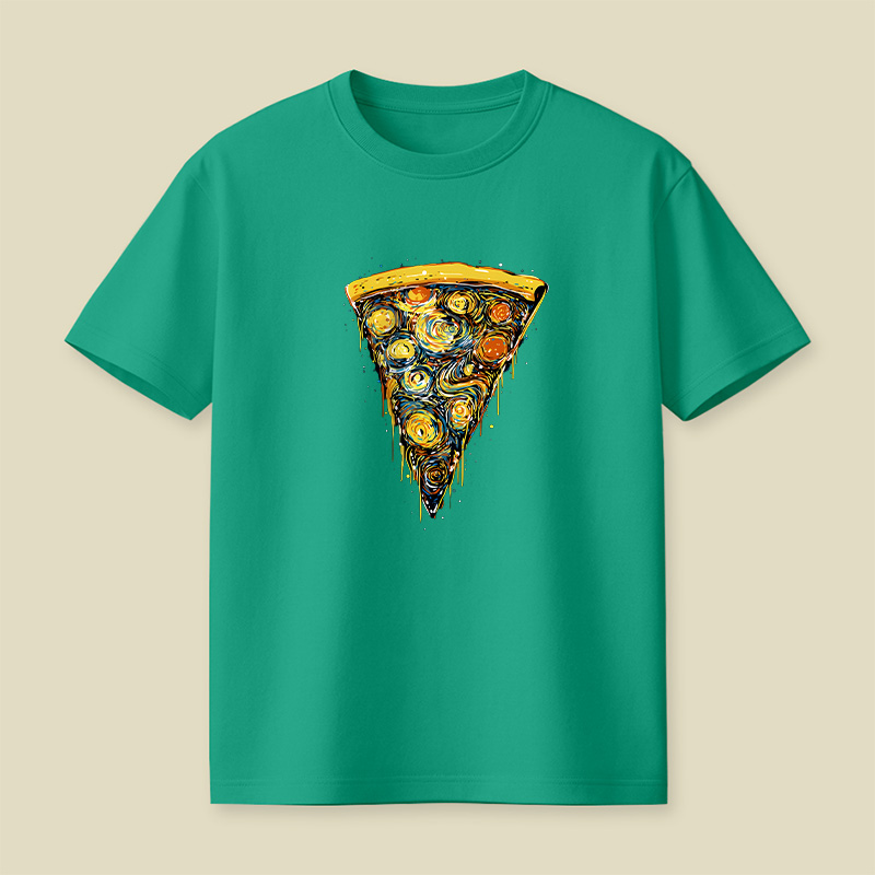 Starry Night Pizza Slice Playful T-Shirt