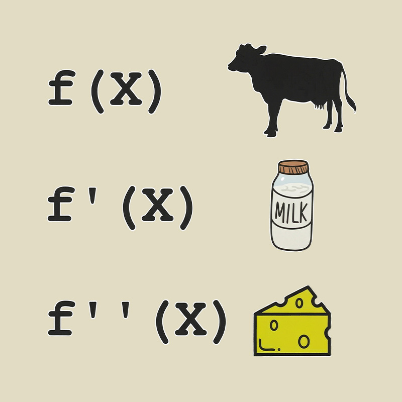 Calculus Derivative Cow Math Pun Playful T-Shirt
