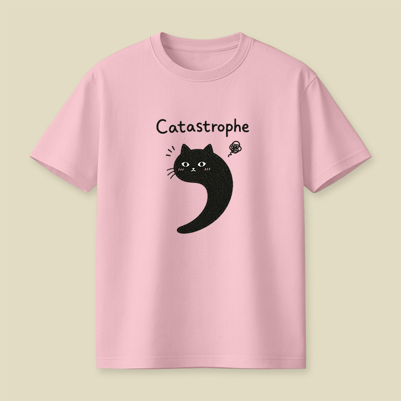 Black Cat Catastrophe Humor Playful T-Shirt