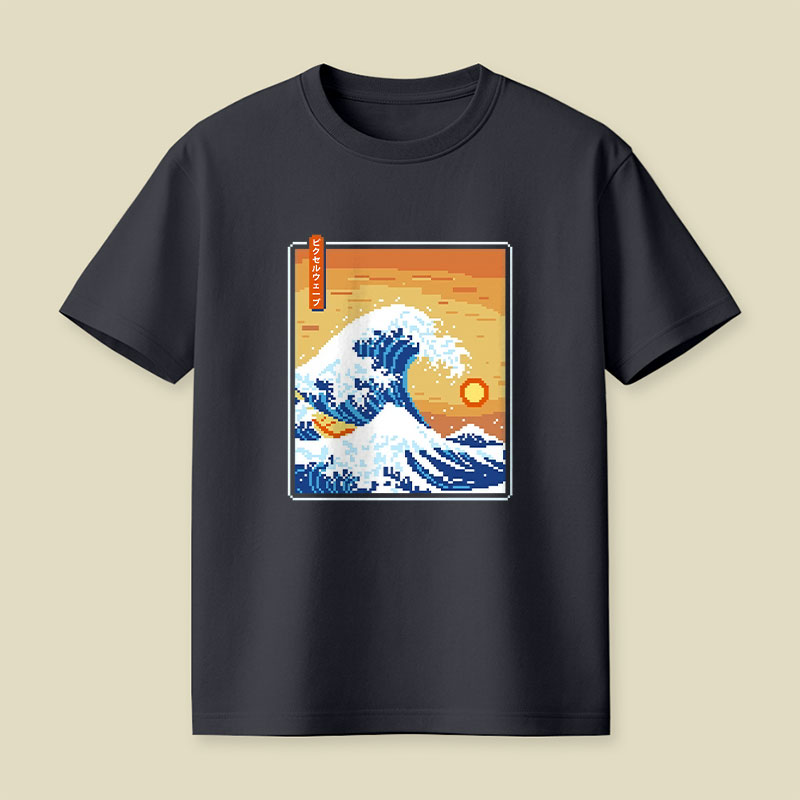 The Great Pixel Wave Playful T-Shirt