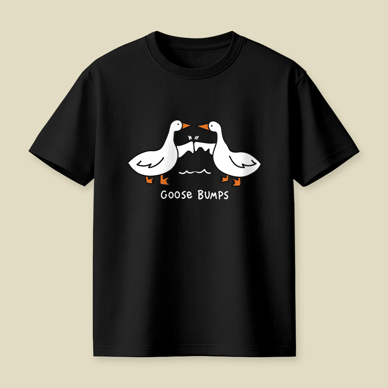 Goosebumps Geese Pun Simple Line Art Playful T-Shirt
