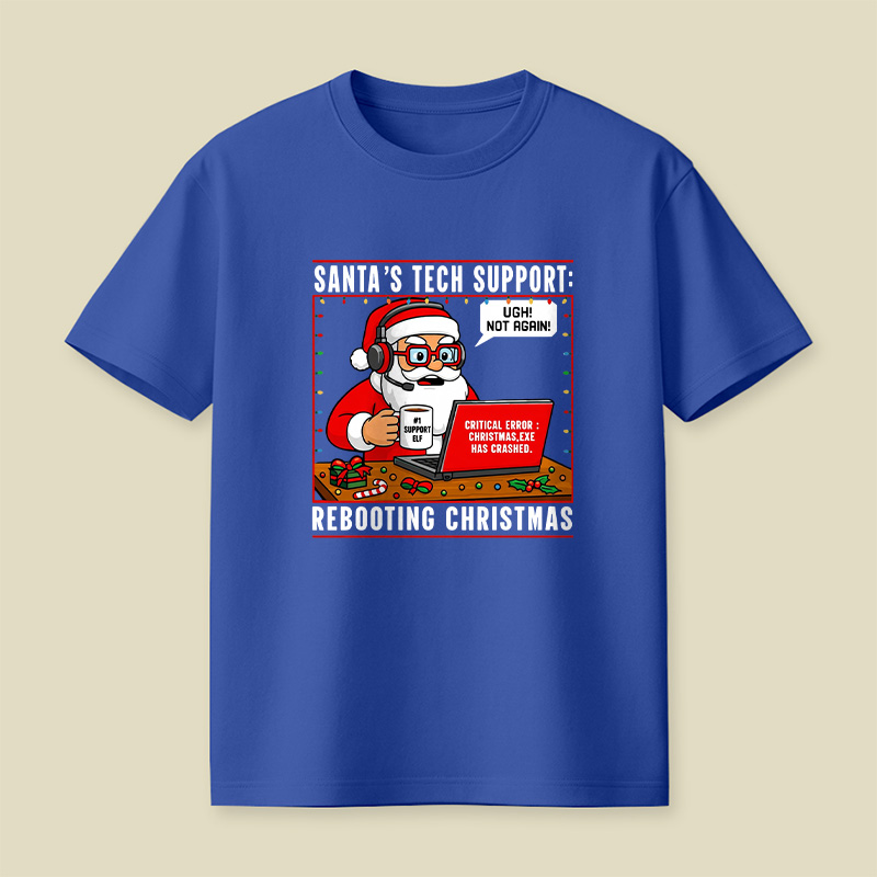 Santa Tech Support Cartoon Playful T-Shirt