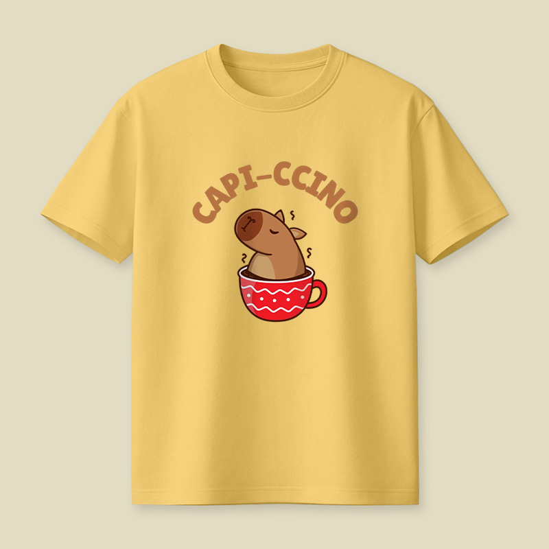 Capi-Ccino Capybara Coffee Pun Playful T-Shirt