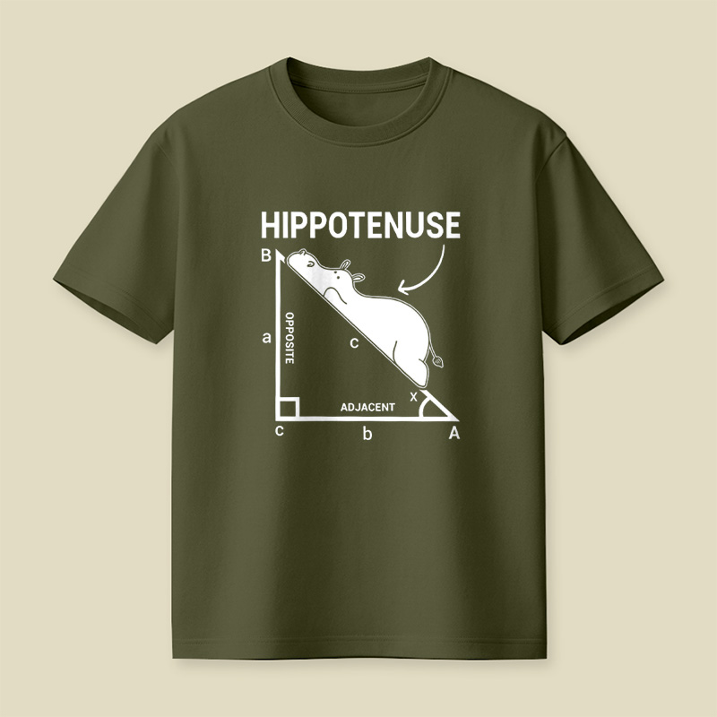 Hippotenuse Hippo Math Pun Playful T-Shirt