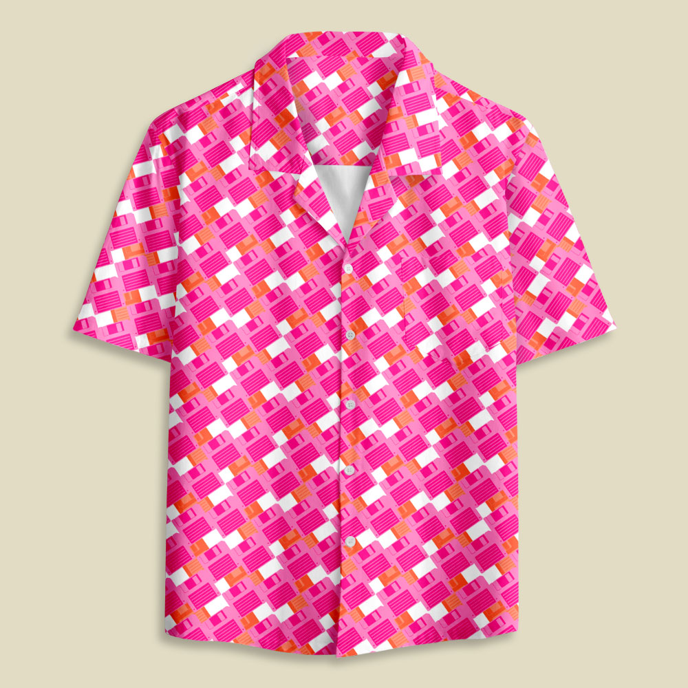 Floppy Disk Vintage Button Up Pocket Shirt