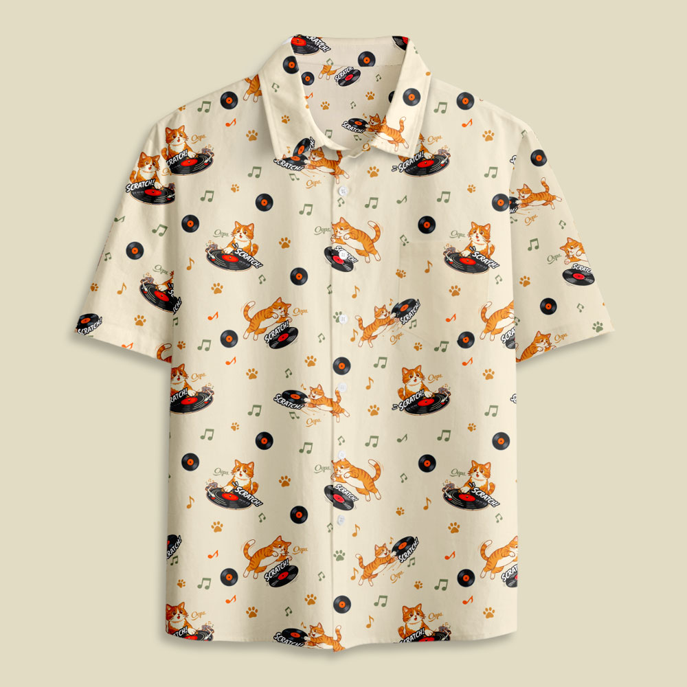 Scrath Cat Music Button Up Pocket Shirt