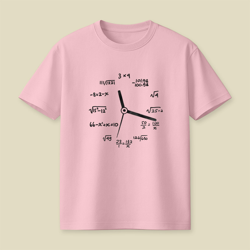 Math Equation Clock Nerd Pun Playful T-Shirt