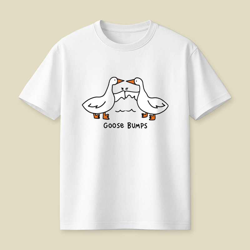 Goosebumps Geese Pun Simple Line Art Playful T-Shirt