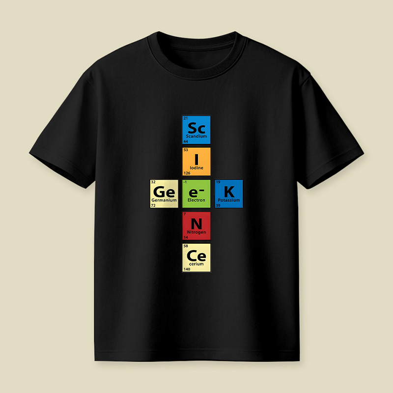 Scigeek Nerd Periodic Table Playful T-Shirt