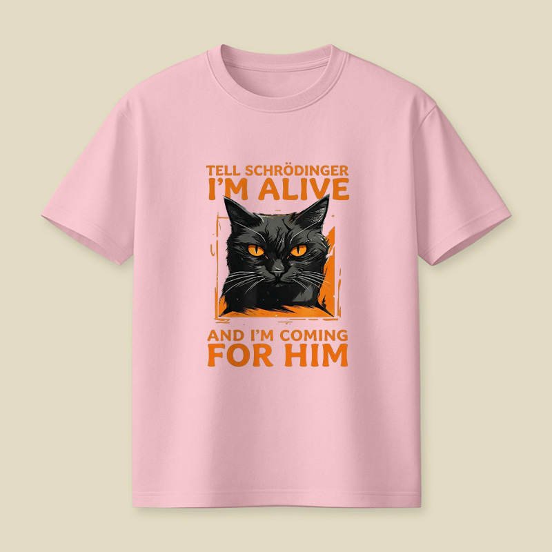 Schrödinger’s Fierce Orange-Eyed Cat Playful T-Shirt