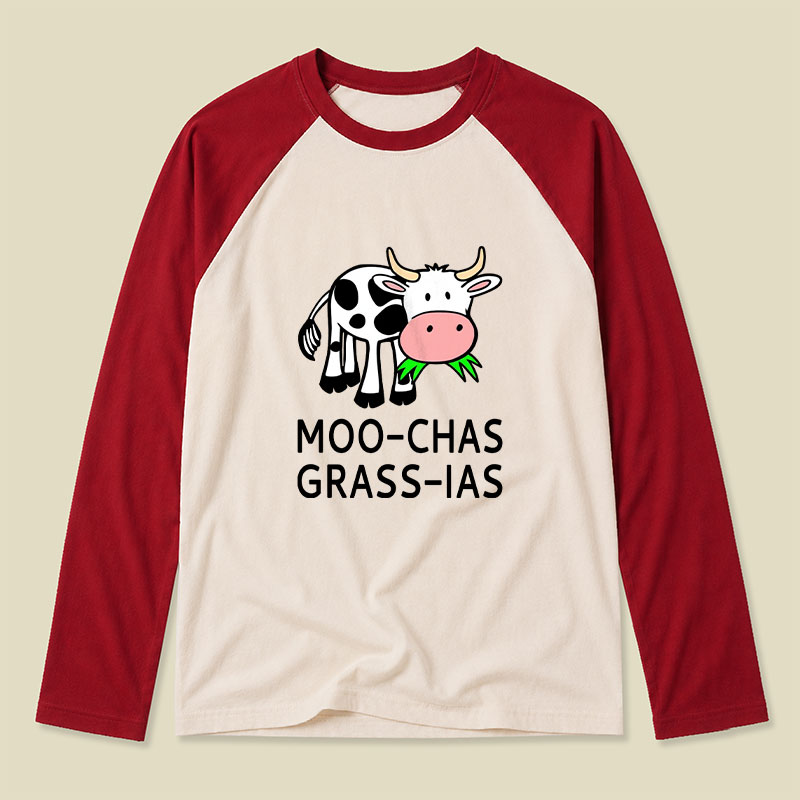 Moo-chas Grass-ias Raglan Long-Sleeve Tee