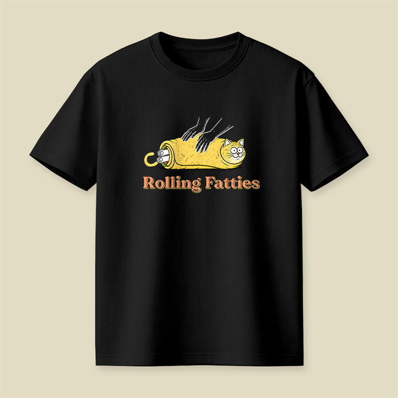Rolling Fatties Burrito Cat Playful T-Shirt