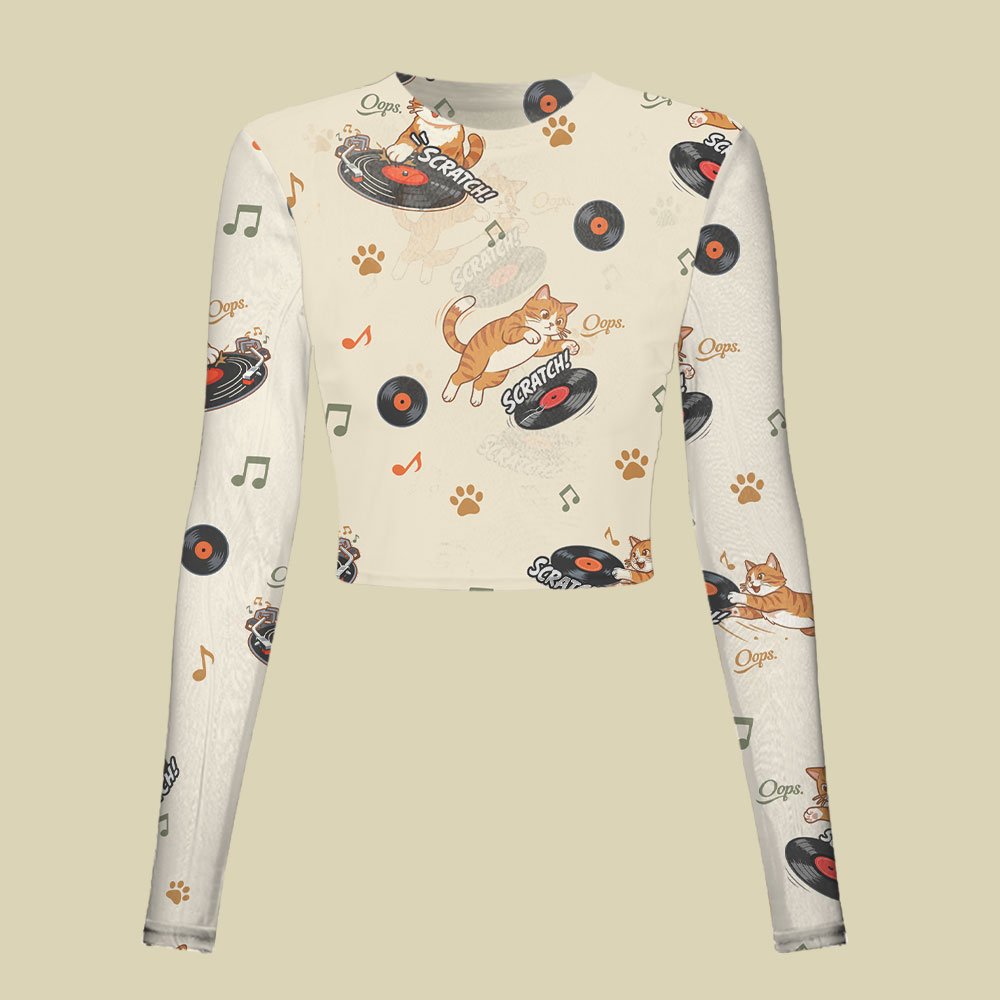 Scrath Cat Music Slim Fit Mesh Top