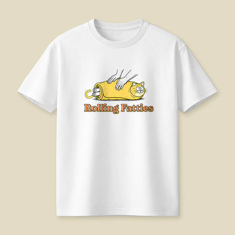 Rolling Fatties Burrito Cat Playful T-Shirt