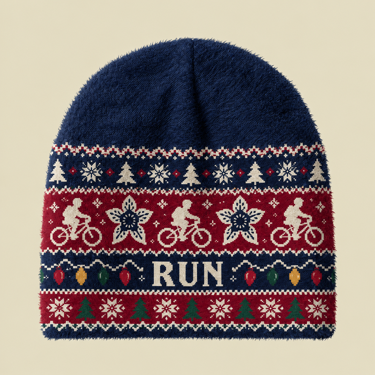 Stranger Holiday Run Fuzzy Beanie