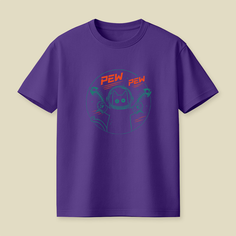 Pew Pew Space Cat Playful T-Shirt