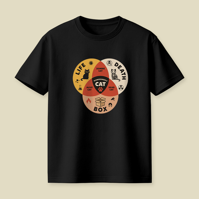 Schrodinger Cat Venn Diagram Playful T-Shirt