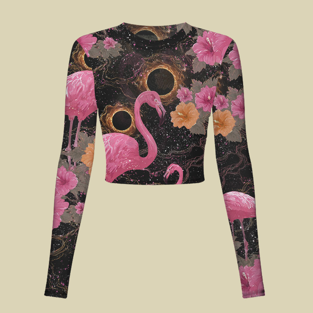 Cosmic Flamingo Slim Fit Mesh Top