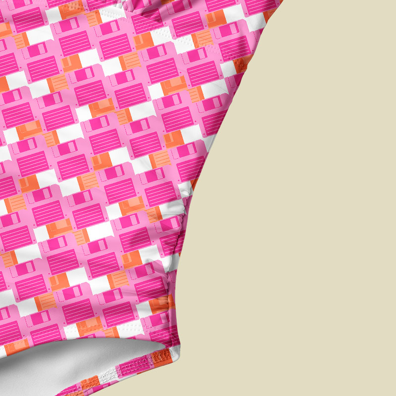 Floppy Disk Vintage Tummy Control One Piece Swimsuit
