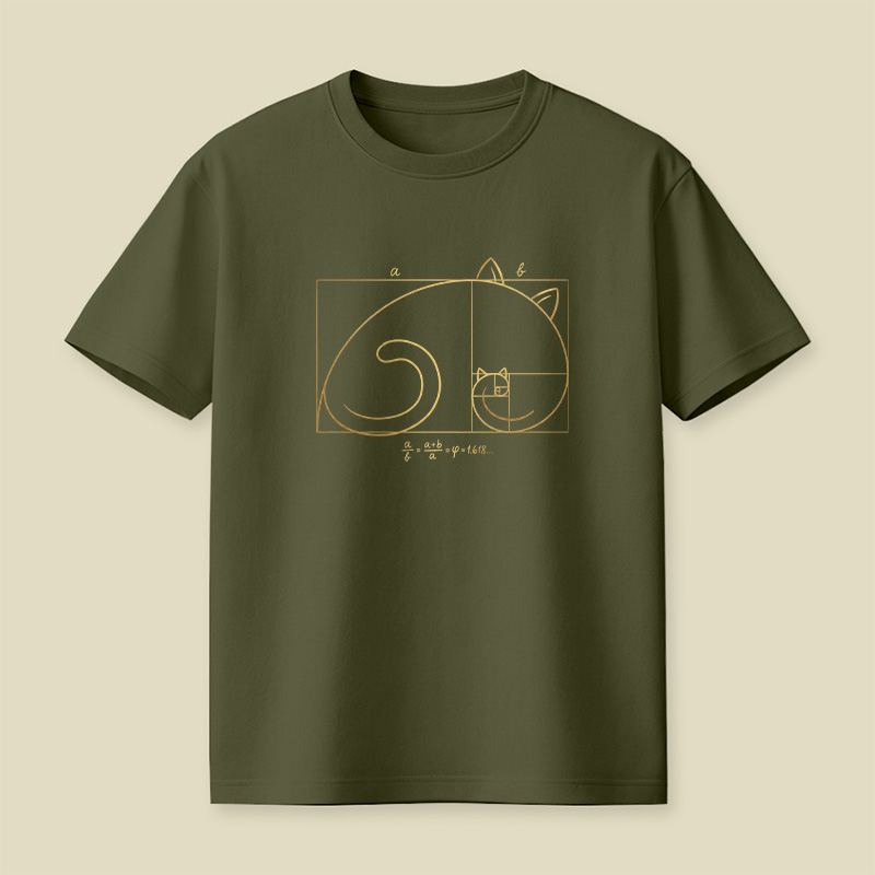 Golden Ratio Cat Geometry Playful T-Shirt