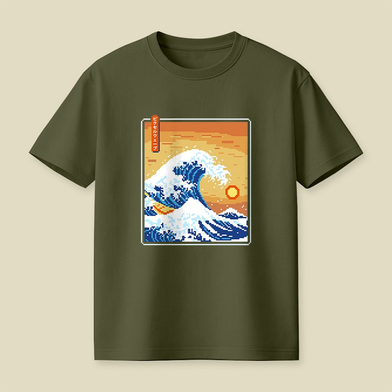 The Great Pixel Wave Playful T-Shirt