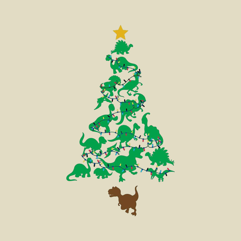 Dino Christmas Tree Playful T-Shirt