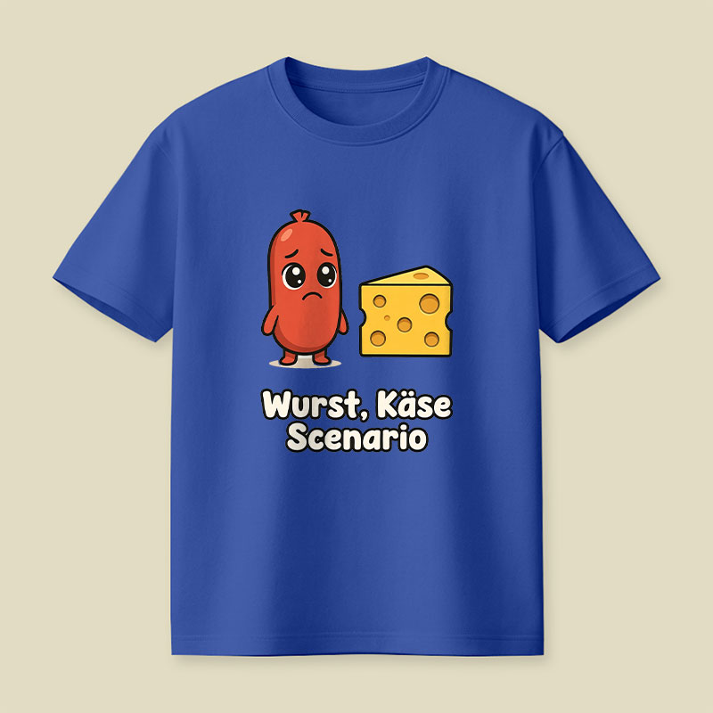 Wurst Kase Scenario Funny German Food Pun Playful T-Shirt