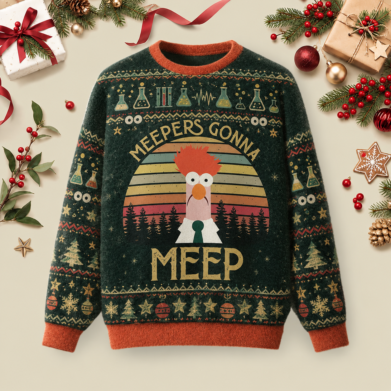 Meepers Gonna Meep Ugly Christmas Fluffy Sweatershirt