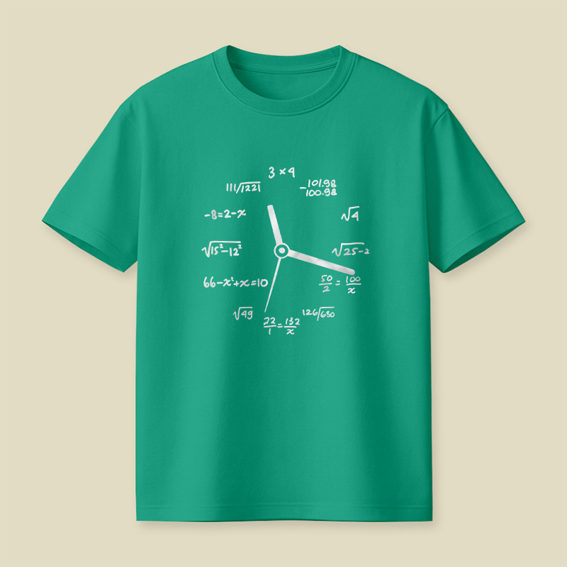 Math Equation Clock Nerd Pun Playful T-Shirt