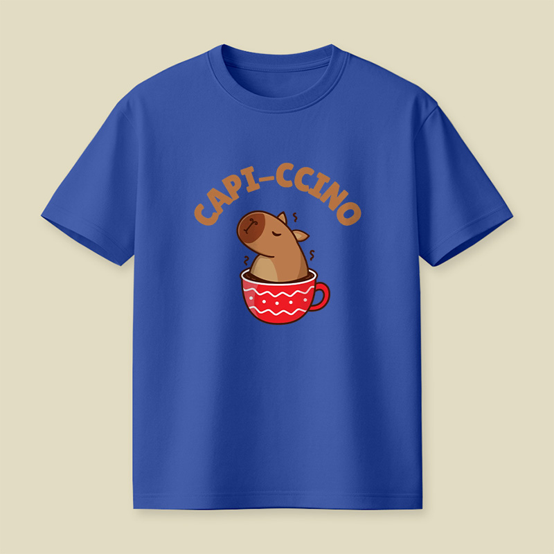Capi-Ccino Capybara Coffee Pun Playful T-Shirt