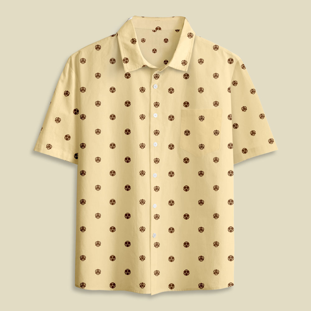 Cream Soccer Dot Minimal Button Up Pocket Shirt
