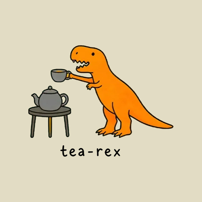 Tea-Rex Funny Cartoon Playful T-Shirt