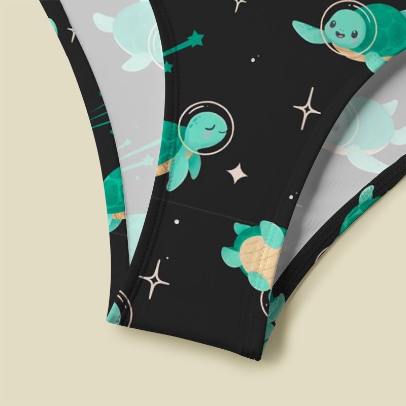 Space Turtles V-Neck One Piece Swimsuit