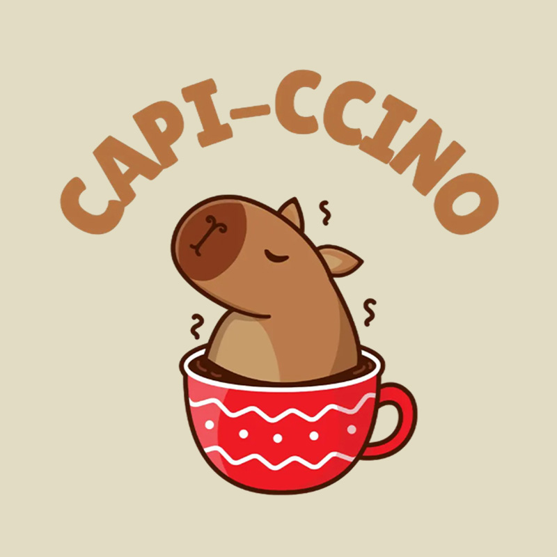 Capi-Ccino Capybara Coffee Pun Playful T-Shirt